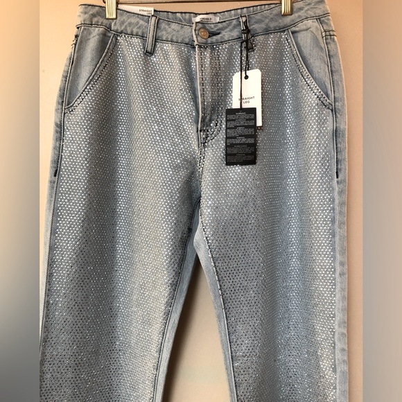 Forever 21 Rhinestone Straight Leg Jeans New With Tags Size 27 (US size 4) - Picture 3 of 5